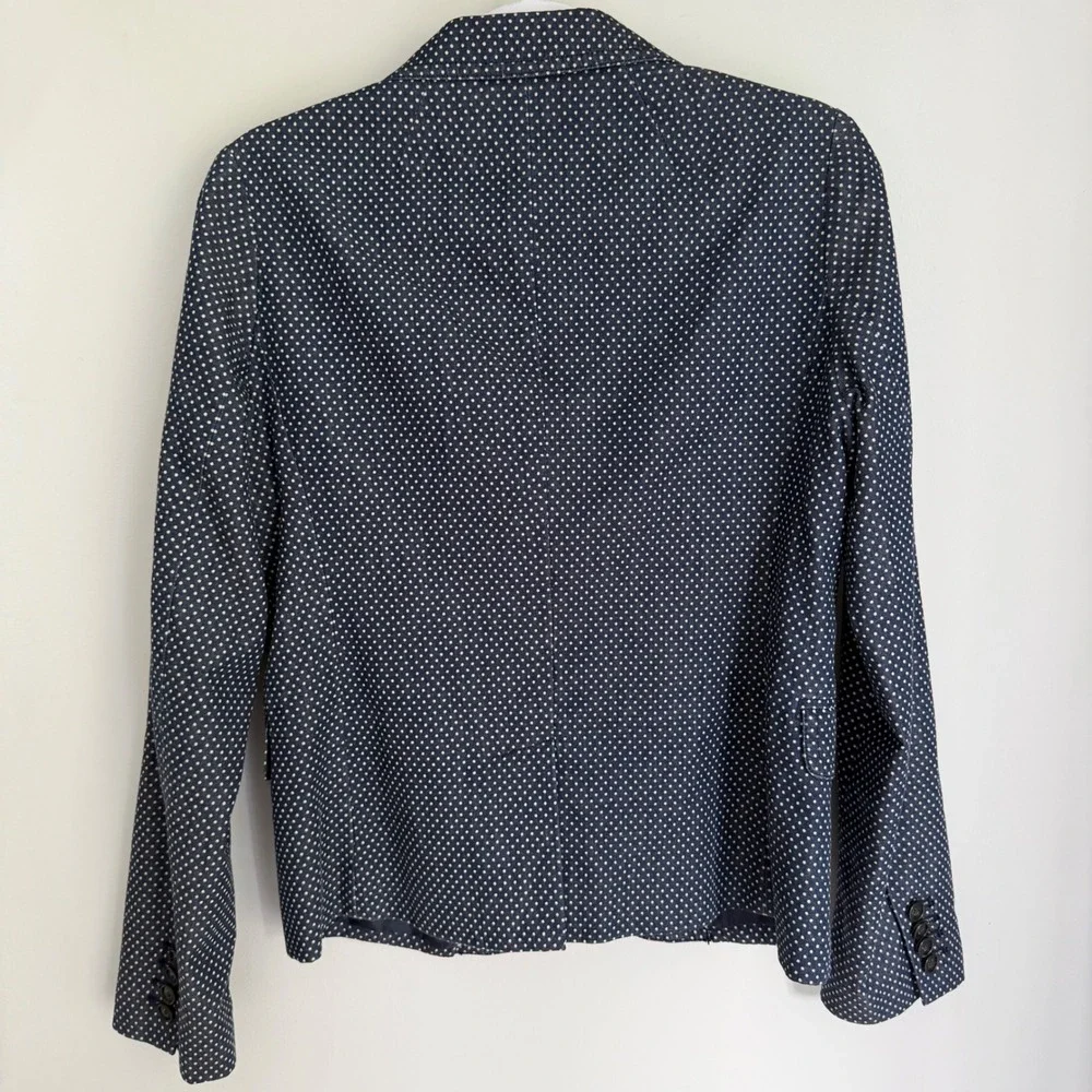 J. Crew Women's Schoolboy Blazer Blue White Polkadot Preppy Academia Cotton SZ 6